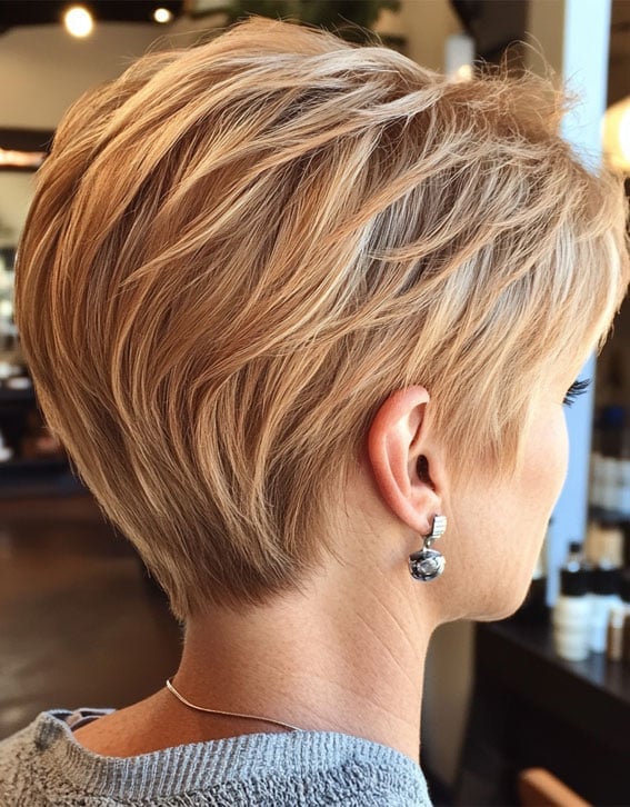 Layered Blonde Pixie With Highlights — Classy Long Pixie