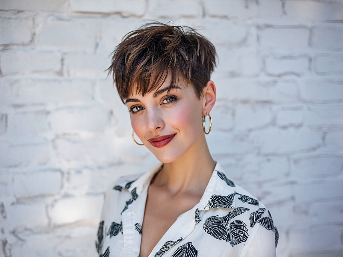 Textured Brown Pixie With Blonde Highlights — Classy Long Pixie