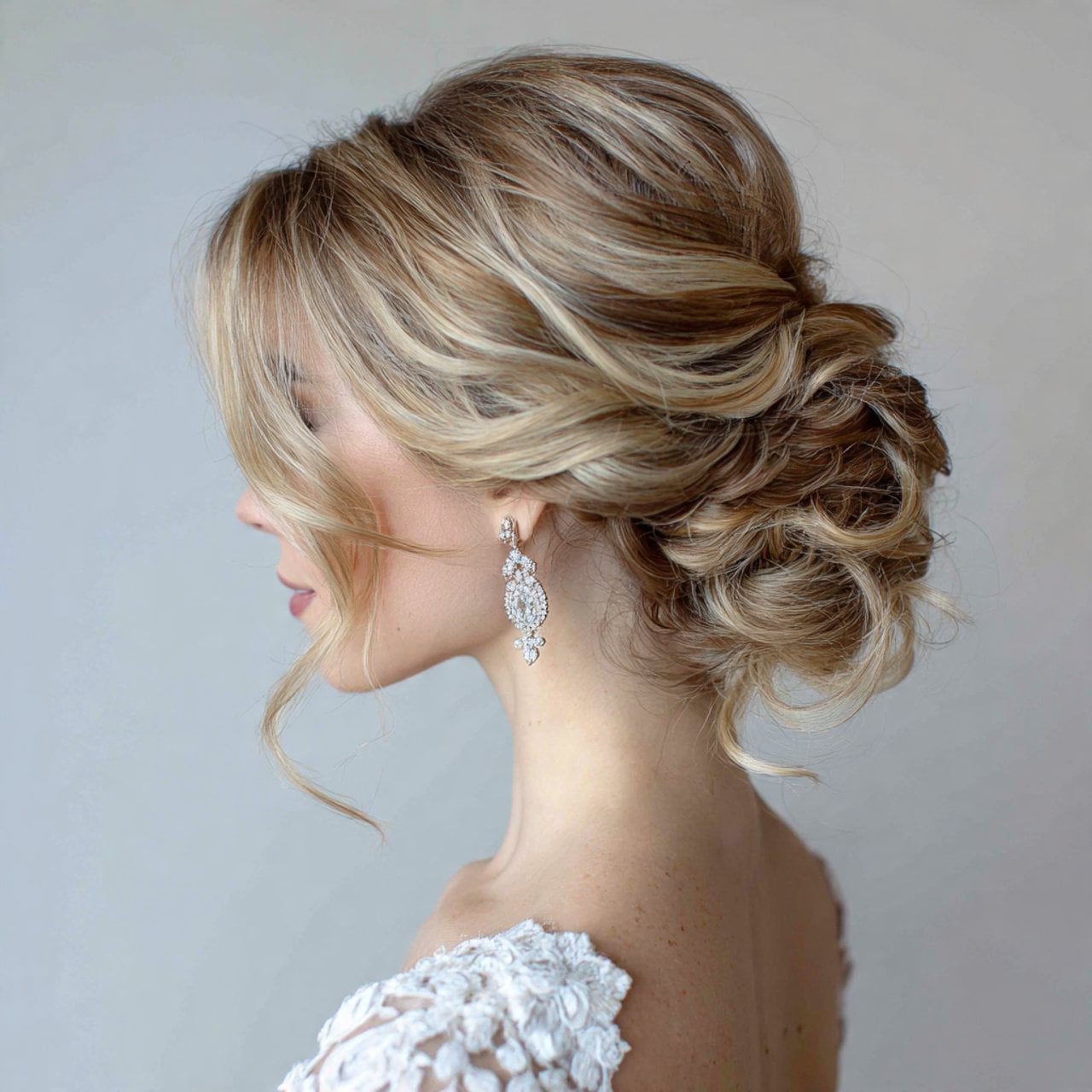 Honey Blonde Chignon With Soft Curls Honey Blonde Chignon With Soft Curls — Classy Loose Updo