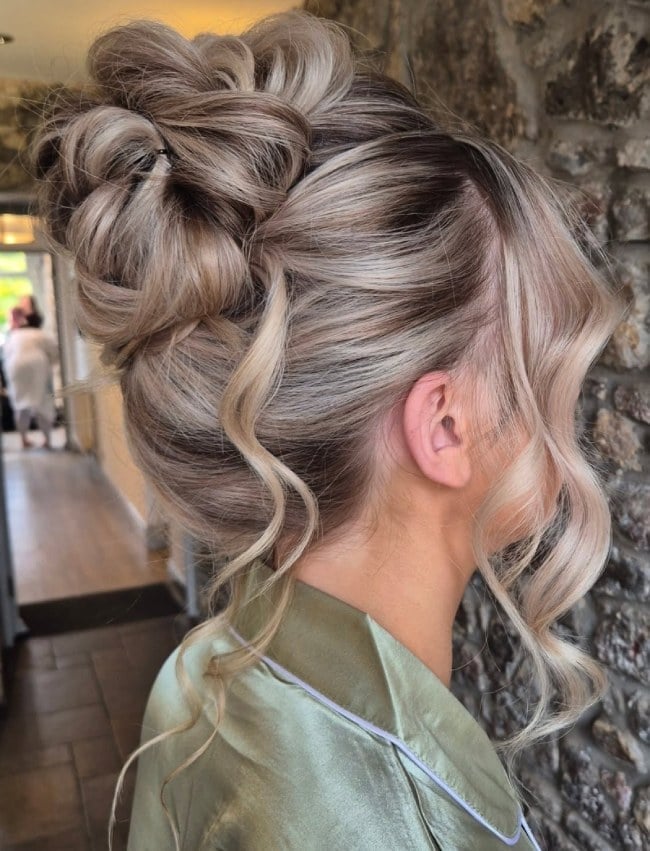 Ash Blonde Updo With Dark Roots And Highlights Ash Blonde Updo With Dark Roots And Highlights — Classy Loose Updo