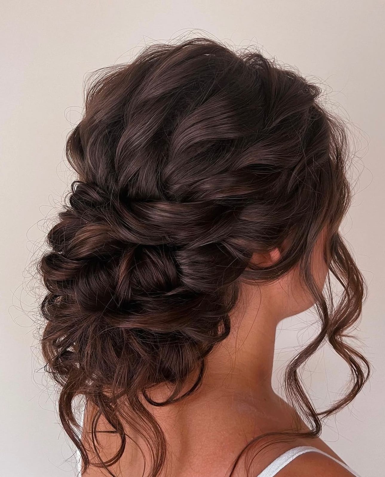 Dark Brown Textured Updo With Twisted Strands Dark Brown Textured Updo With Twisted Strands — Classy Loose Updo