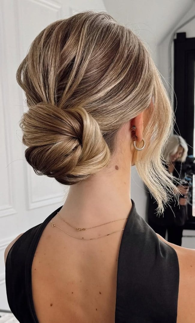 Sculpted Ash Blonde Low Bun — Classy Low Bun Wedding Hair