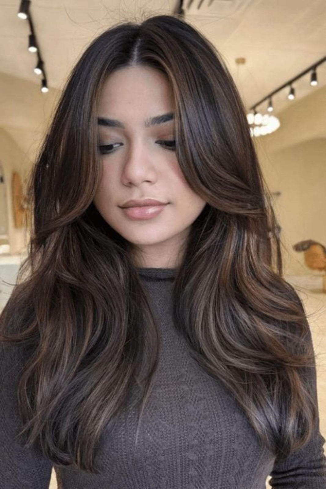 Mid-Back Dark Brown With Subtle Brown Lowlights — Classy Lowlights for Brunettes