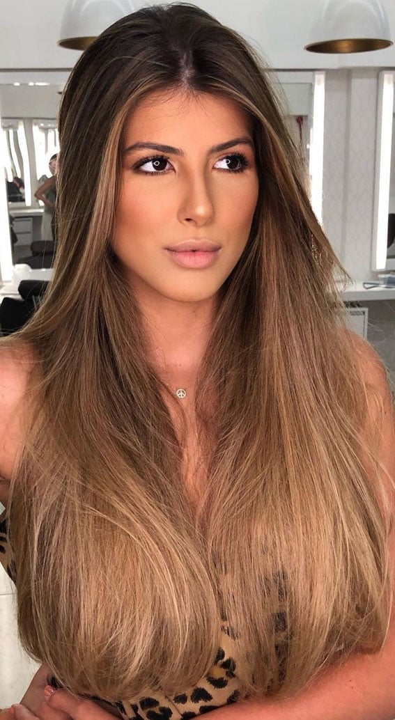 Mid-Back Dark Brown With Dark Caramel Lowlights, Wavy — Classy Lowlights for Brunettes