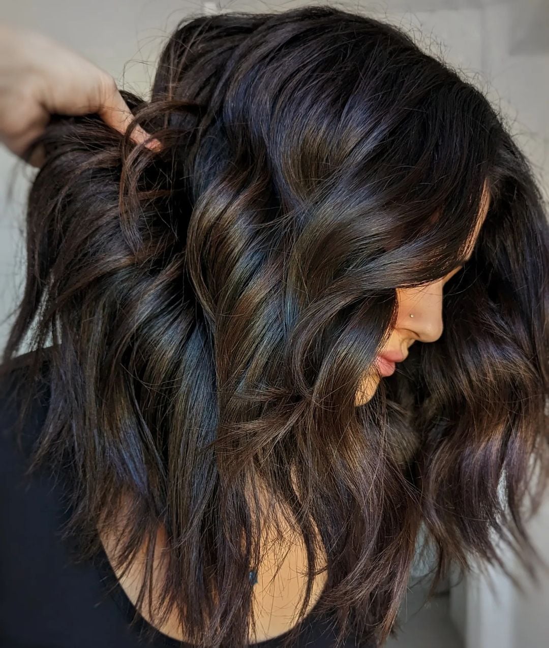 Mid-Back Dark Brown With Auburn Lowlights, Layers — Classy Lowlights for Brunettes