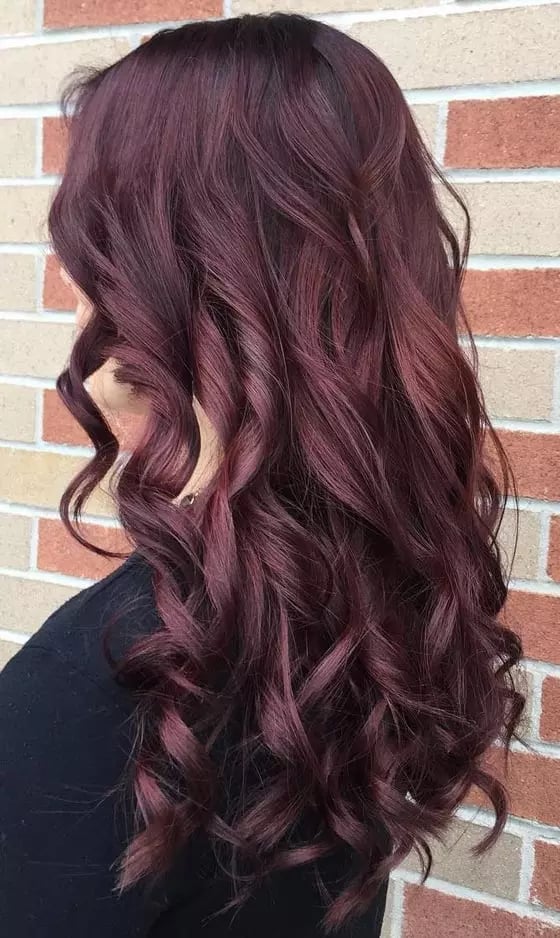 Collarbone Waves With Rich Mahogany Base — Classy Mahogany Hair