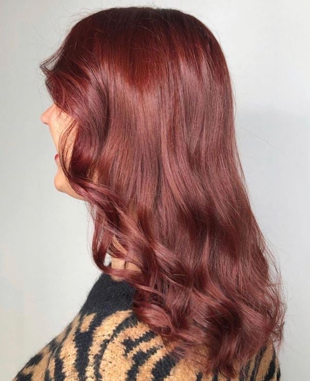 Collarbone Waves With Side-Swept Bangs — Classy Mahogany Hair