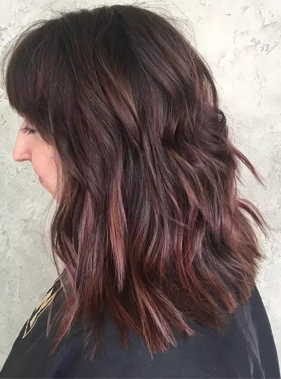 Collarbone Layers With Reddish Undertones — Classy Mahogany Hair