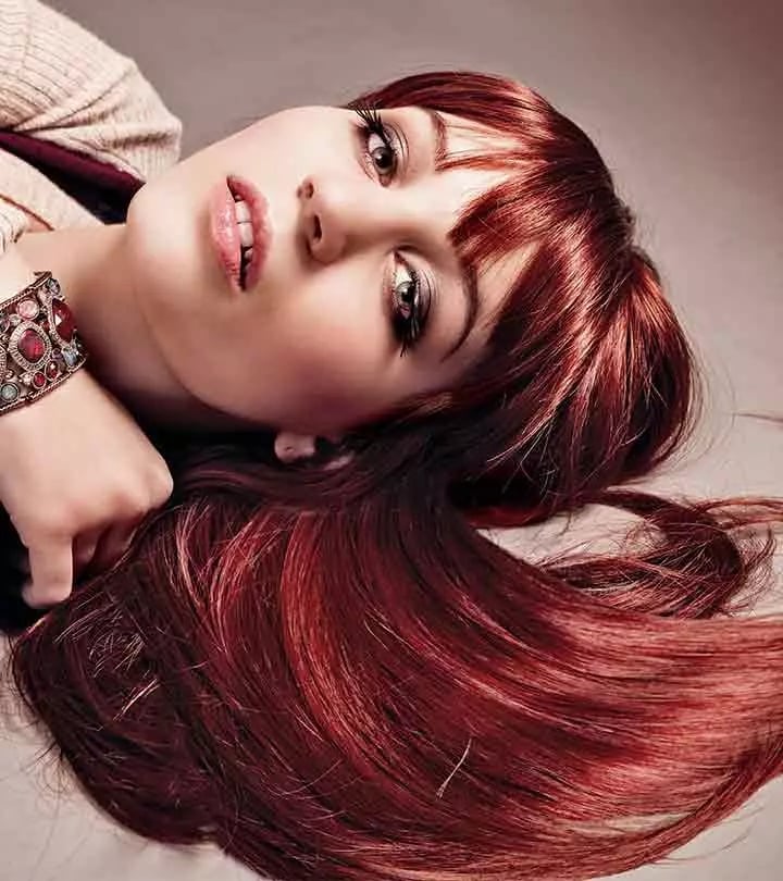 Mid-Back Shag With Curtain Bangs — Classy Mahogany Hair