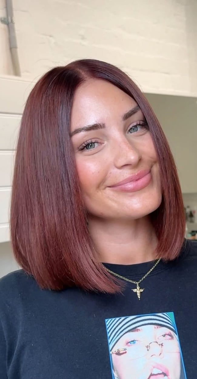 Collarbone Shag With Wispy Fringe — Classy Mahogany Hair