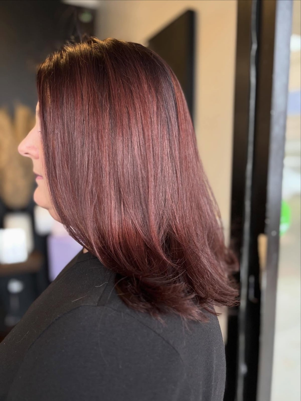 Chin Length Sleek Bob In Mahogany — Classy Mahogany Hair