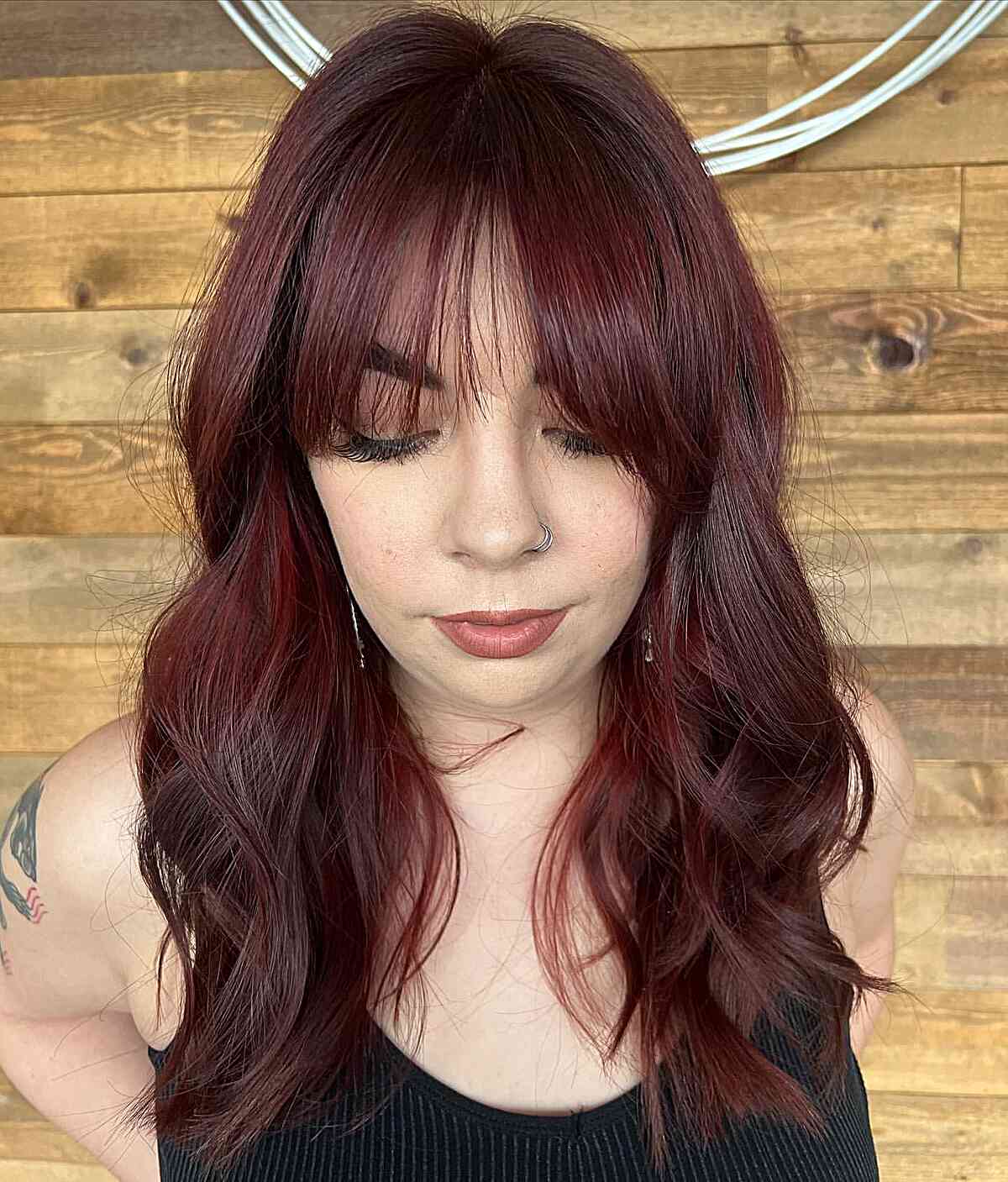 Long Layers With Deep Mahogany And Red Highlights — Classy Mahogany Hair