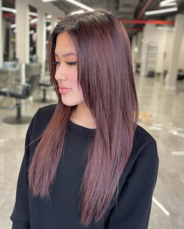 Long Sleek Hair With Subtle Mahogany Tones — Classy Mahogany Hair