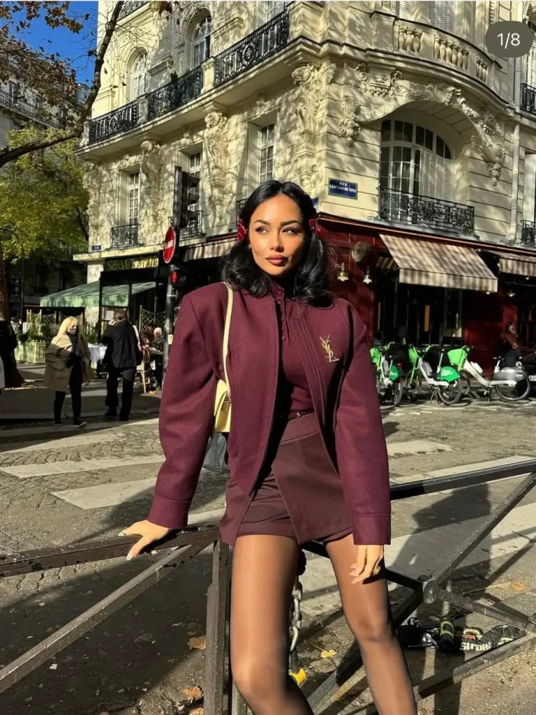 Monochromatic Maroon Bomber Jacket Set Monochromatic Maroon Bomber Jacket Set — Classy Maroon Outfits