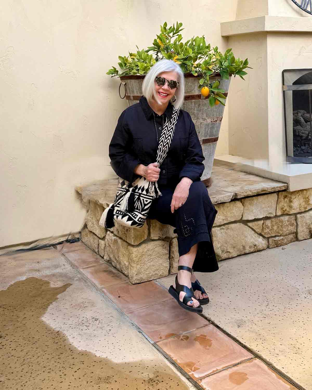 Black Embroidered Jacket and Wide-Leg Pants for Casual Daywear Black Embroidered Jacket and Wide-Leg Pants for Casual Daywear — Classy Matching Set Outfits
