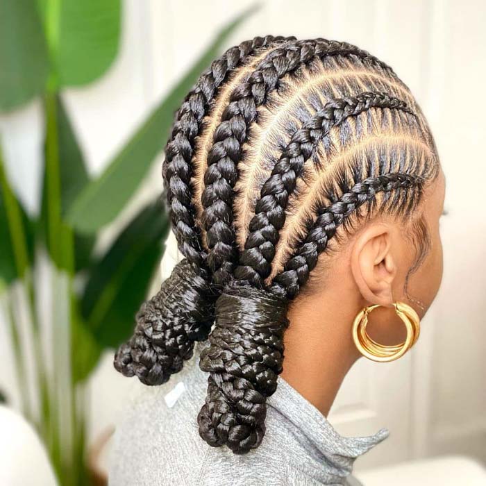 Straight Back Cornrows Into Pigtails Straight Back Cornrows Into Pigtails — Classy Medium Braids