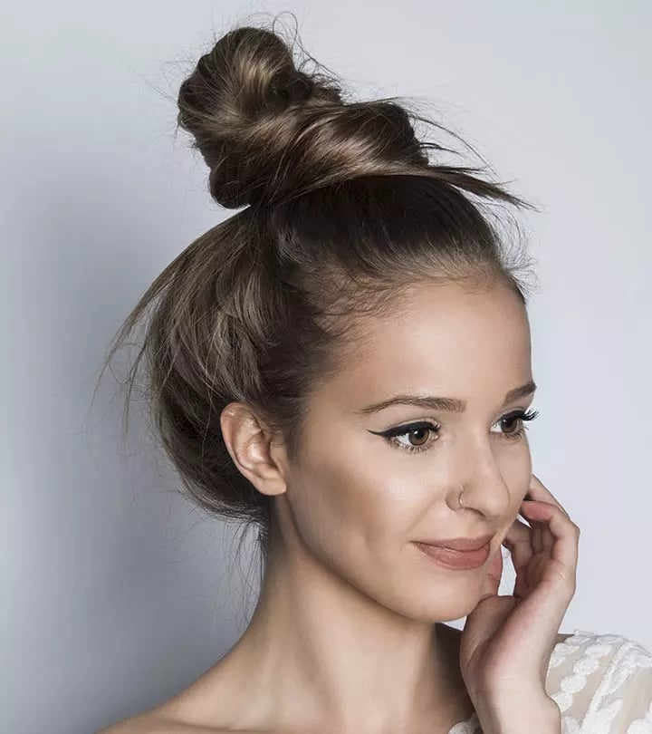 Voluminous Dark Brown Messy Bun With Wispy Bangs Voluminous Dark Brown Messy Bun With Wispy Bangs — Classy Messy Bun Outfit