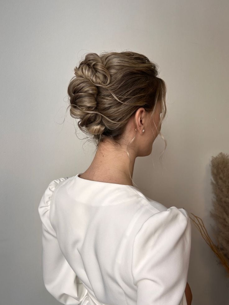 Ash Blonde Twisted Updo Ash Blonde Twisted Updo — Classy Messy Bun Outfit