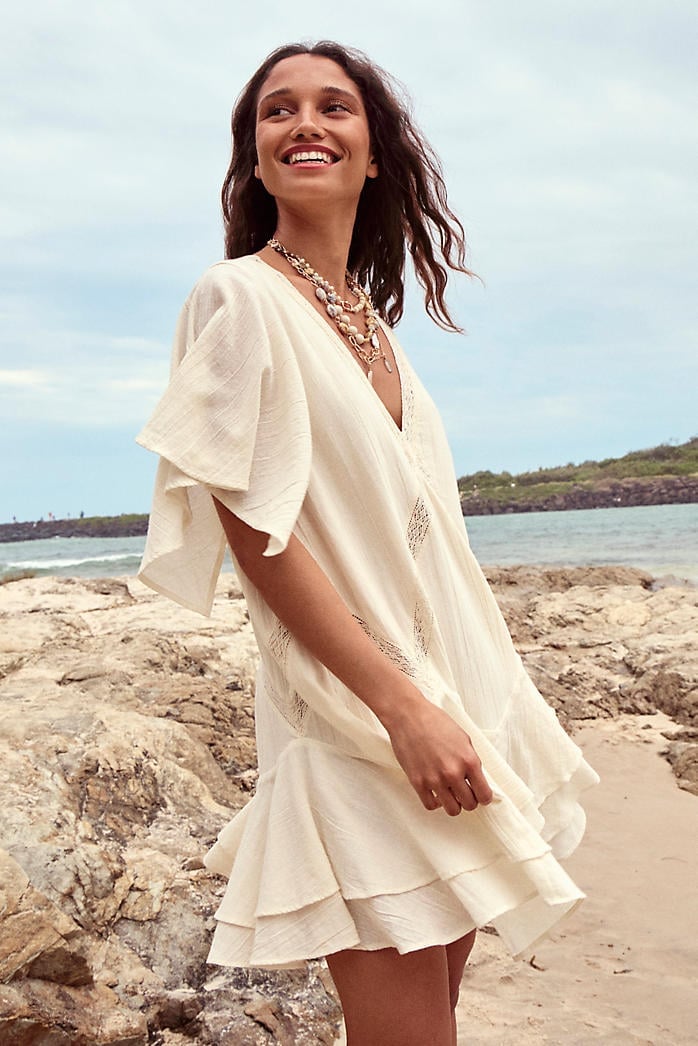Off-White Textured Cotton Ruffled Dress — Classy Miami Outfits