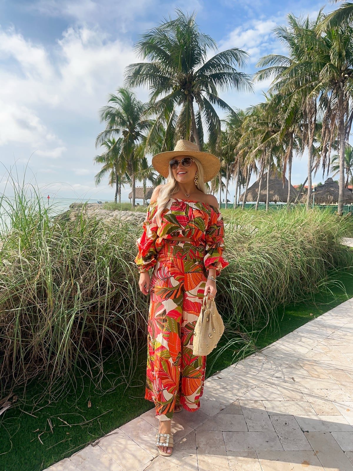 Tropical Print Off-the-Shoulder Set — Classy Miami Outfits