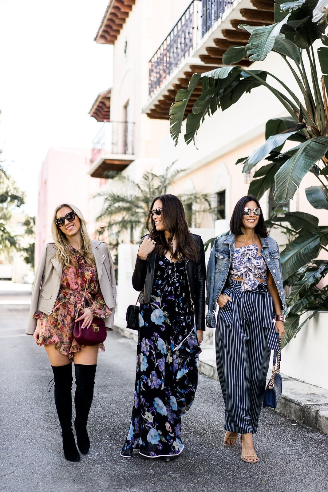 Floral Print Romper with Beige Blazer — Classy Miami Outfits