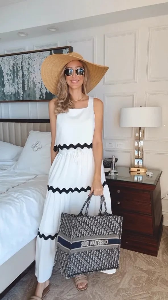 White Tiered Dress with Scalloped Trim — Classy Miami Outfits