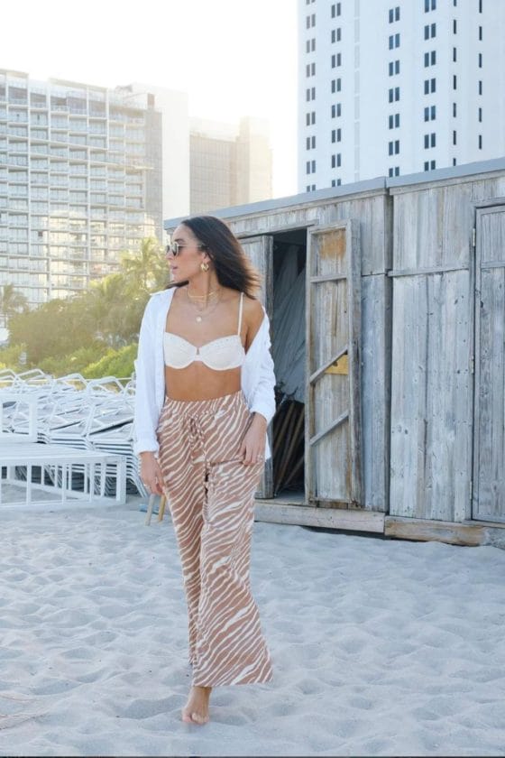 Zebra Print Trousers with Linen Shirt — Classy Miami Outfits