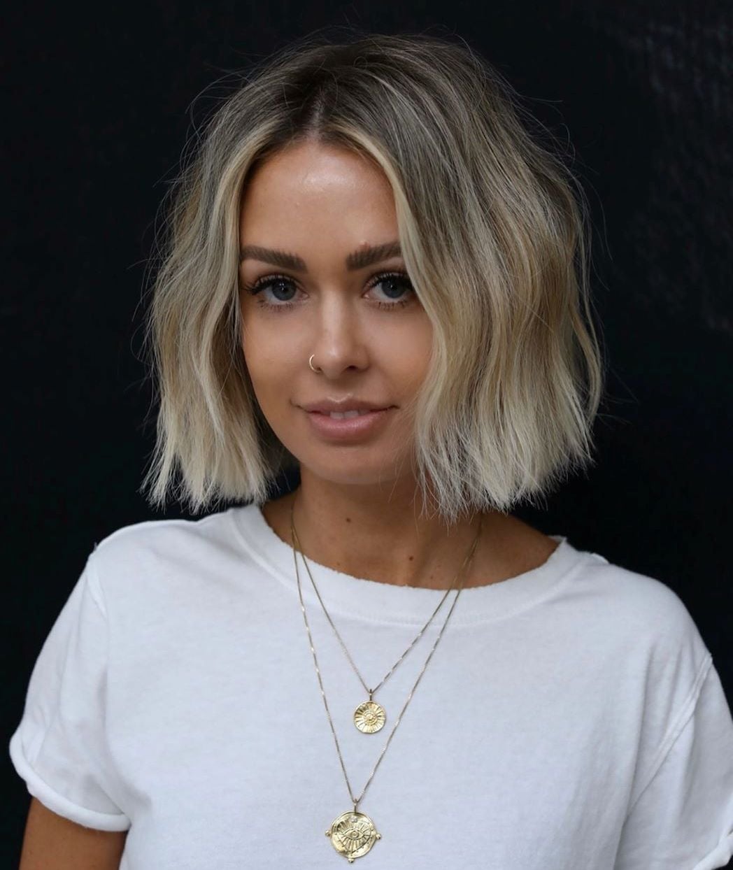 Ash Blonde Bob With Textured Waves Ash Blonde Bob With Textured Waves — Classy Middle Part Bob