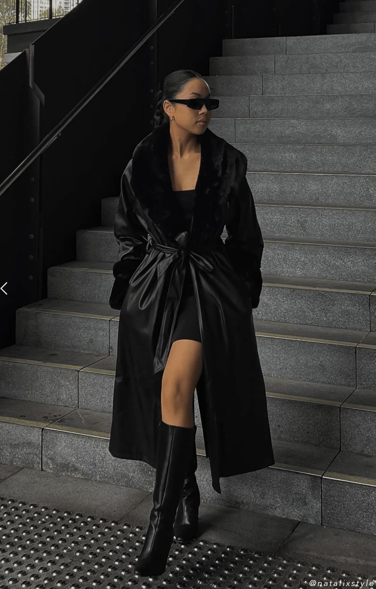 Oversized Coat Over Turtleneck Dress — Classy Mob Wife Outfits