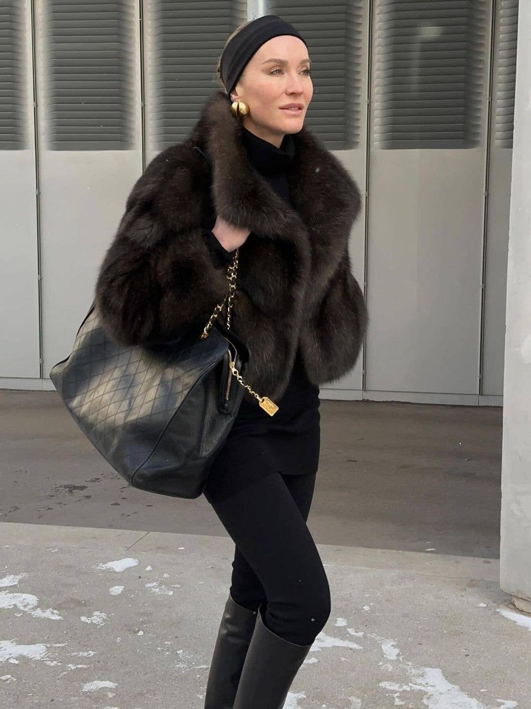 Cropped Faux Fur Coat With Turtleneck — Classy Mob Wife Outfits