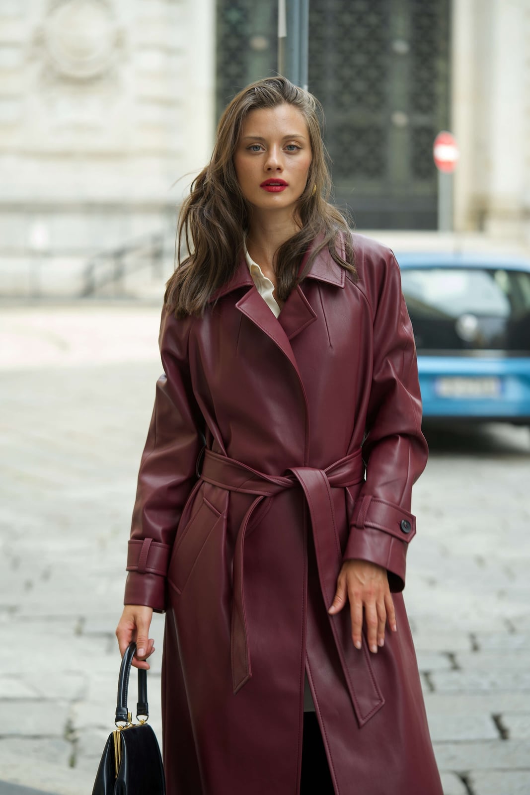 Burgundy Leather Trench Coat Ensemble — Classy Mob Wife Outfits