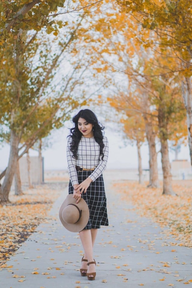 Black and White Checkered Top and Midi Skirt Black and White Checkered Top and Midi Skirt — Classy Modest Outfits