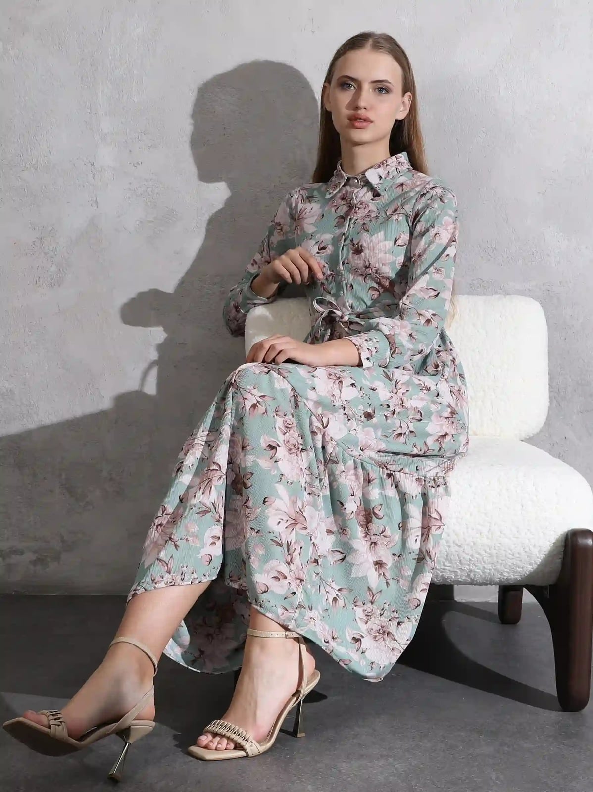 Mint Green Floral Print Midi Dress Mint Green Floral Print Midi Dress — Classy Modest Outfits