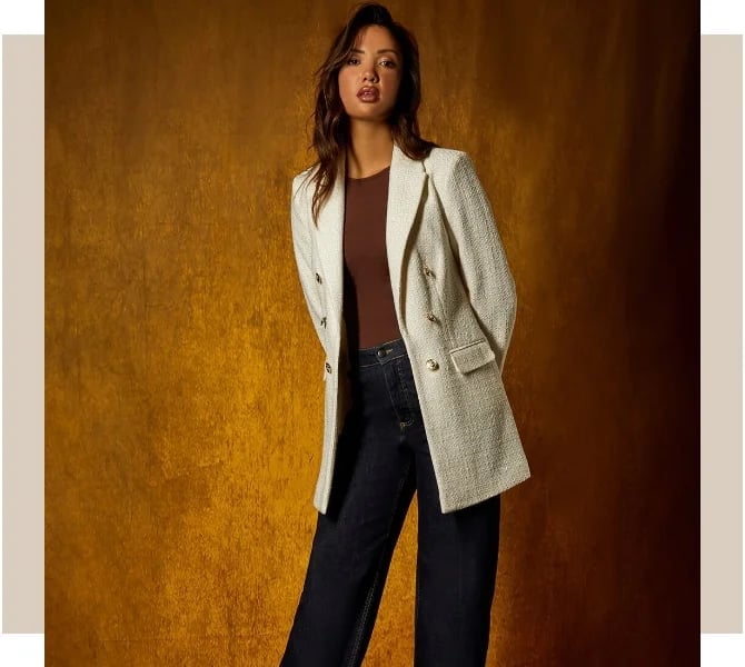 Cream Tweed Blazer with Gold Buttons Cream Tweed Blazer with Gold Buttons — Classy Modest Outfits