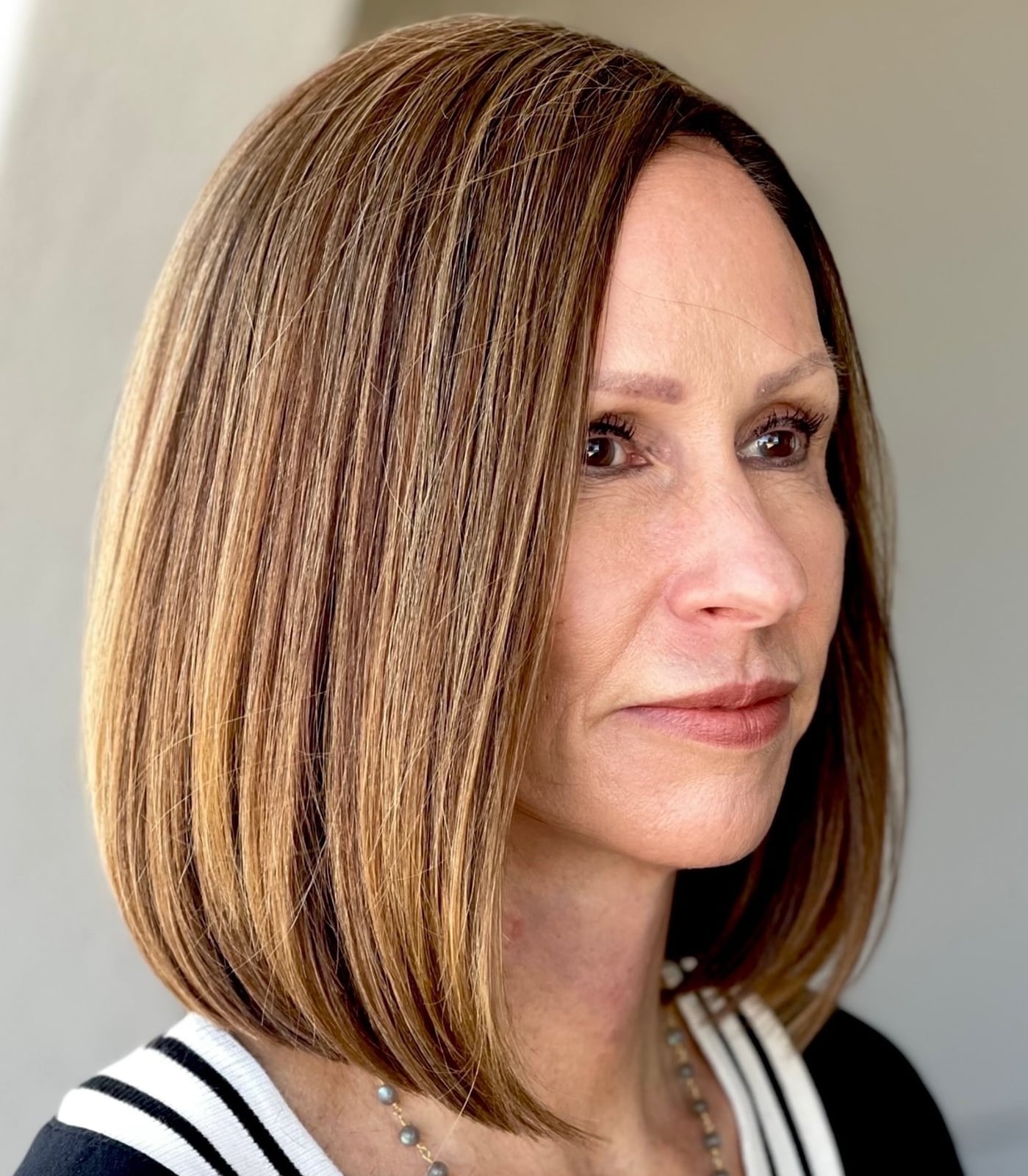 Blunt Bob Brown Balayage — Classy Mom Haircuts