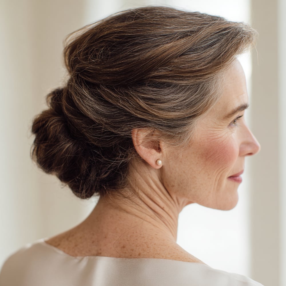 Soft Grey Low Chignon — Classy Mom Haircuts