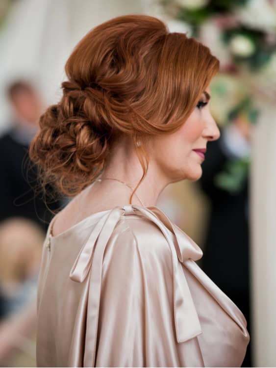 Elegant Auburn Wavy Updo — Classy Mom Haircuts