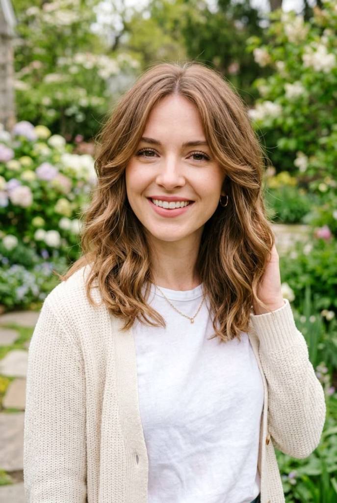 Brown Lob With Blonde Highlights — Classy Mom Haircuts