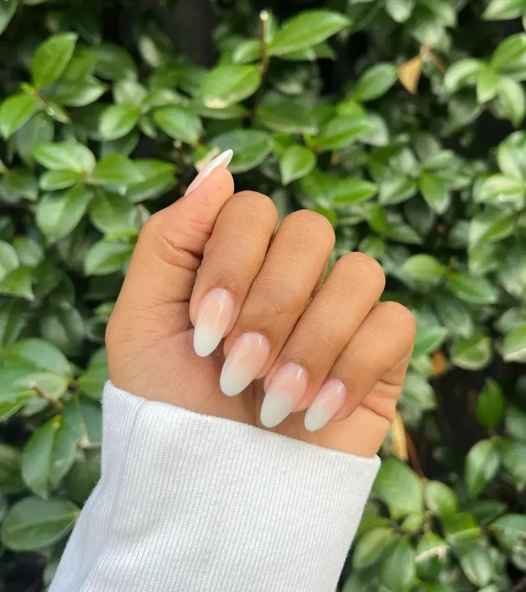 Sheer Pink to White Ombre Medium Almond Nails Sheer Pink to White Ombre Medium Almond Nails — Classy Mom Nails