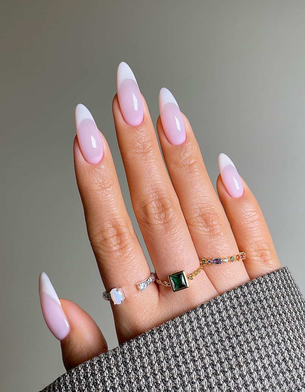 Sheer Pink Long Almond Sharp French Nails Sheer Pink Long Almond Sharp French Nails — Classy Mom Nails