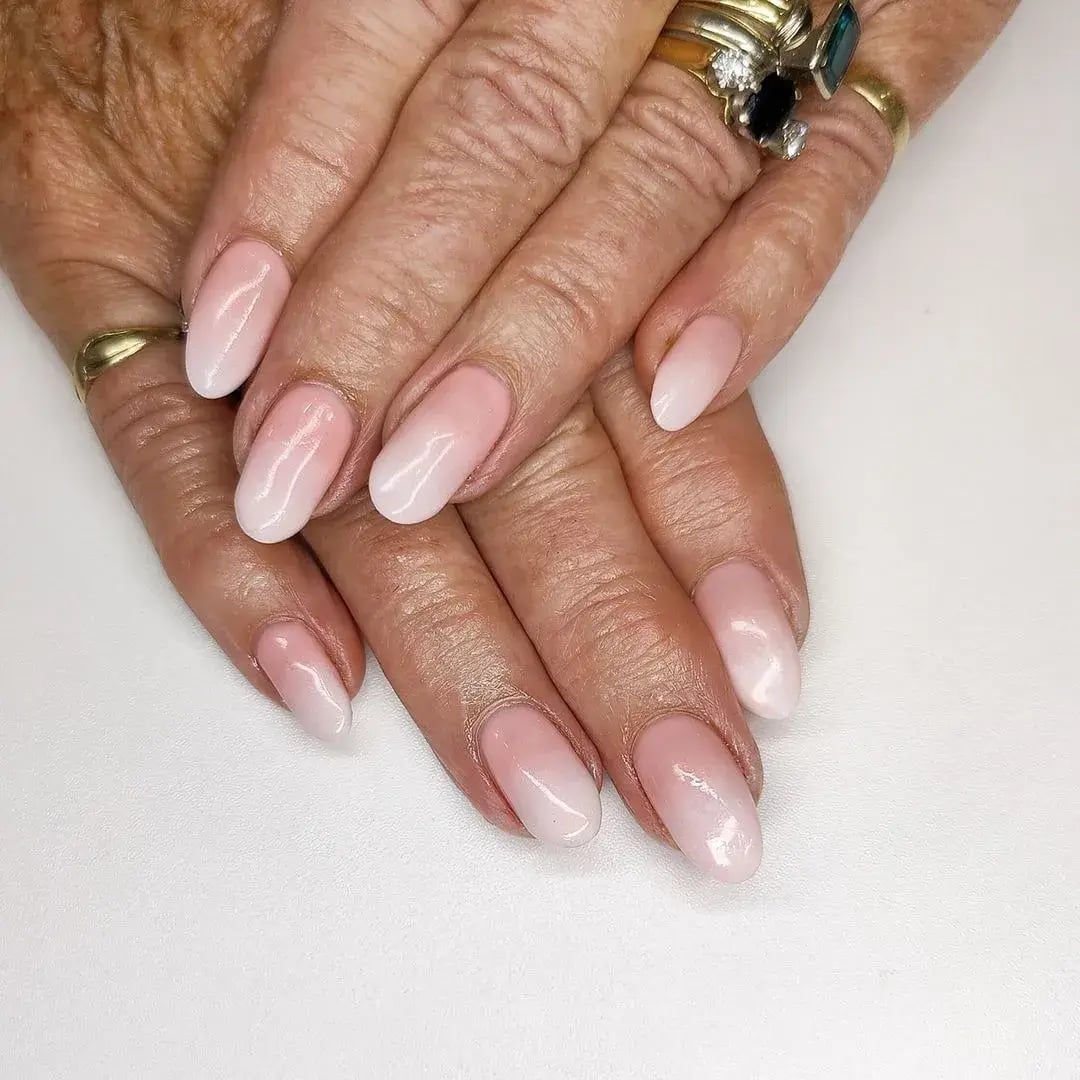 Classic French Ombre Short Almond Nails Classic French Ombre Short Almond Nails — Classy Mom Nails