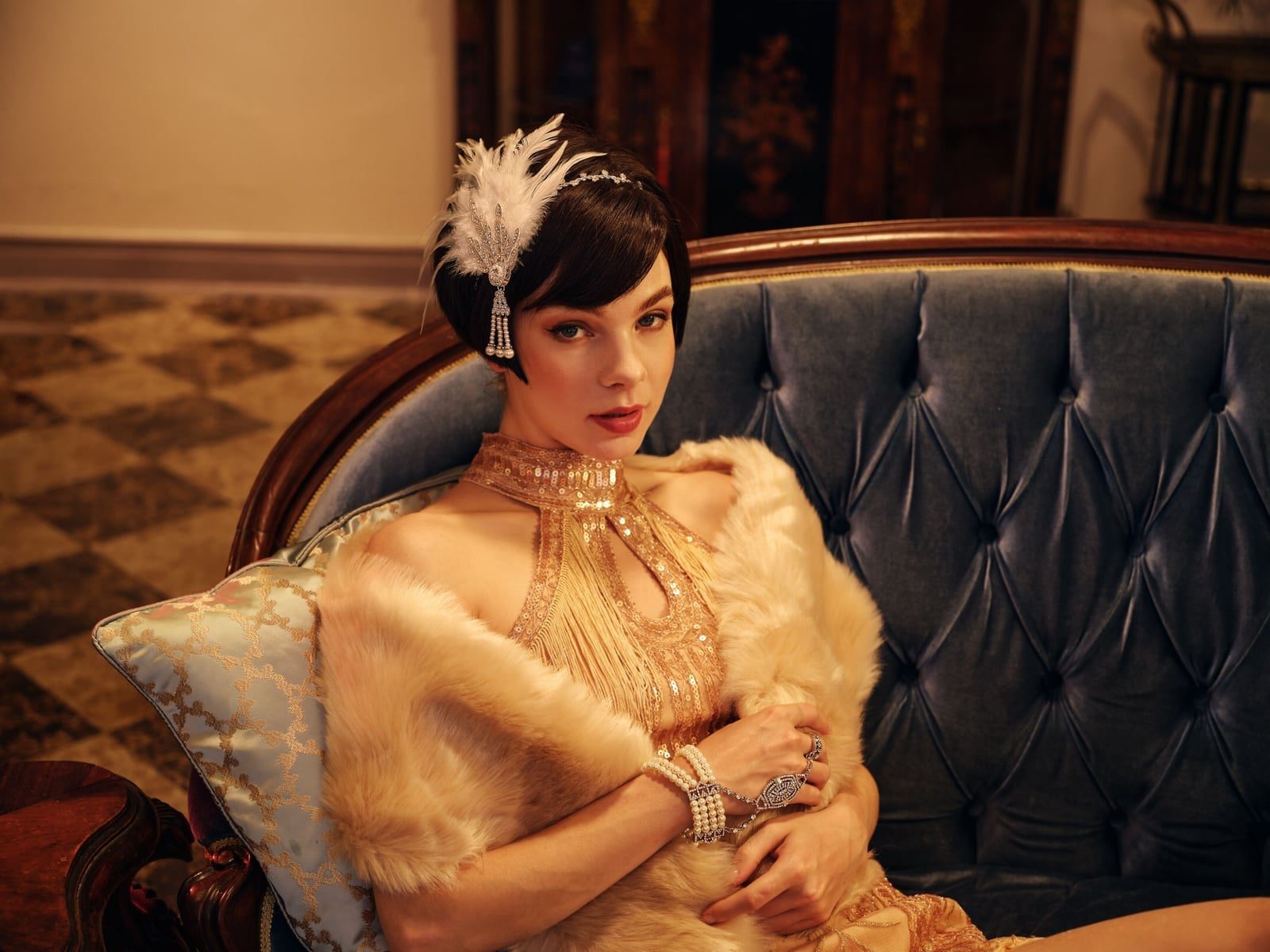 1920s Gold Sequined Flapper Dress — Classy Movies Dresses