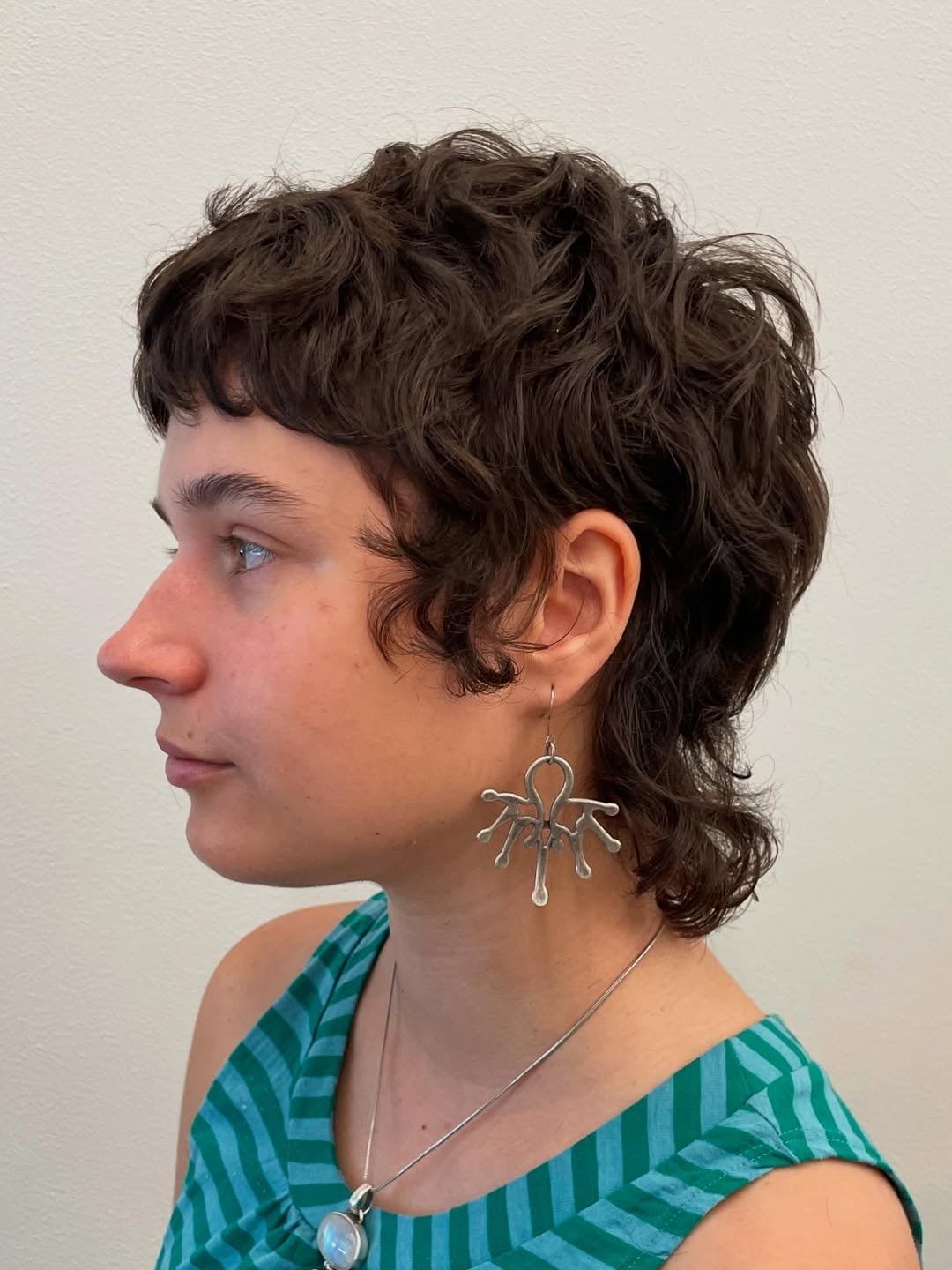 Dark Brown Pixie Mullet With Wispy Bangs, Ear — Classy Mullet Hair