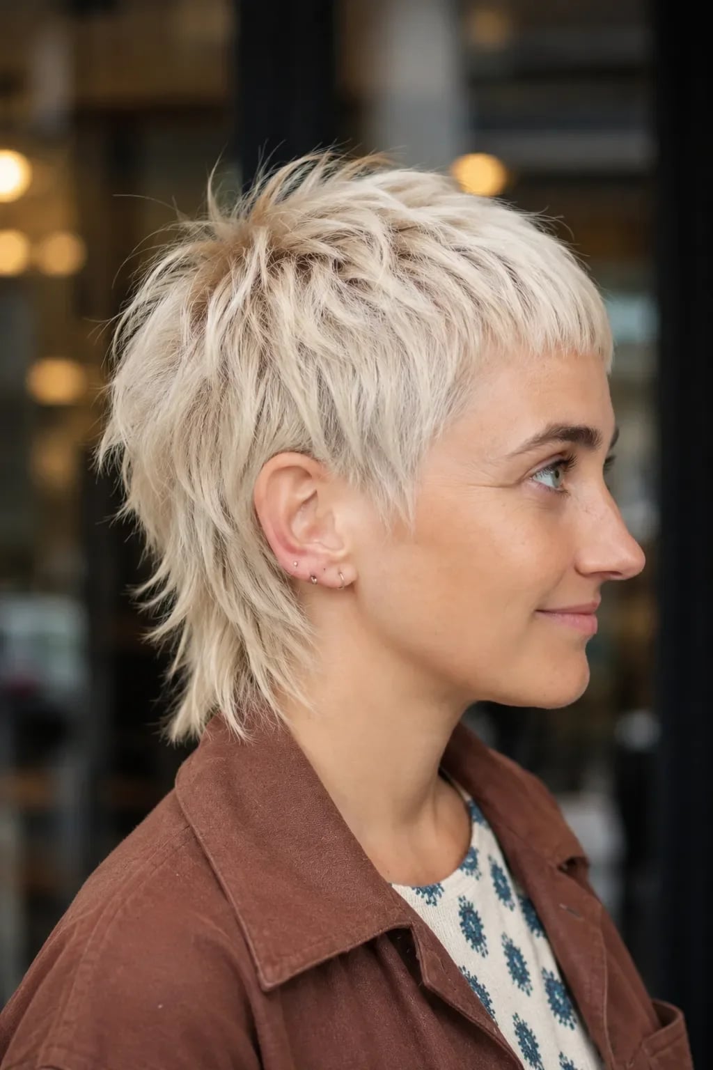 Platinum Blonde Pixie Mullet With Choppy Bangs — Classy Mullet Hair