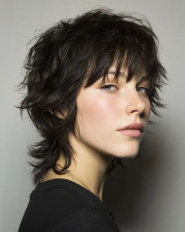 Thick Wavy Dark Brown Mullet — Classy Mullet Hair