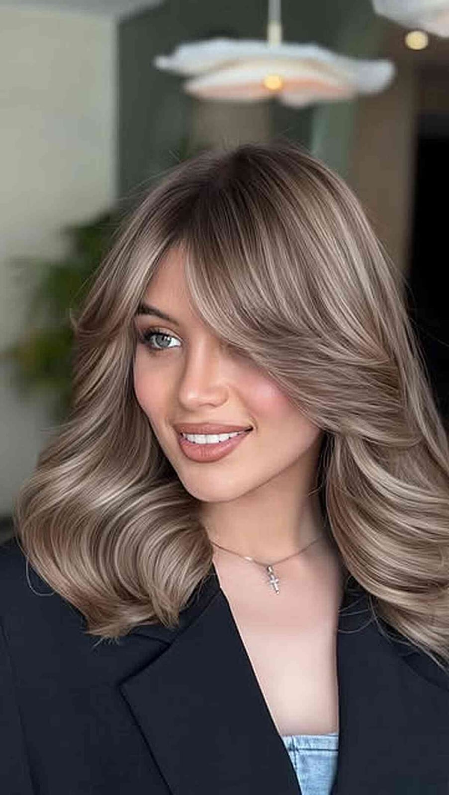 Mid-Back Mushroom Brown Balayage With Ash Tones — Classy Mushroom Brown Hair