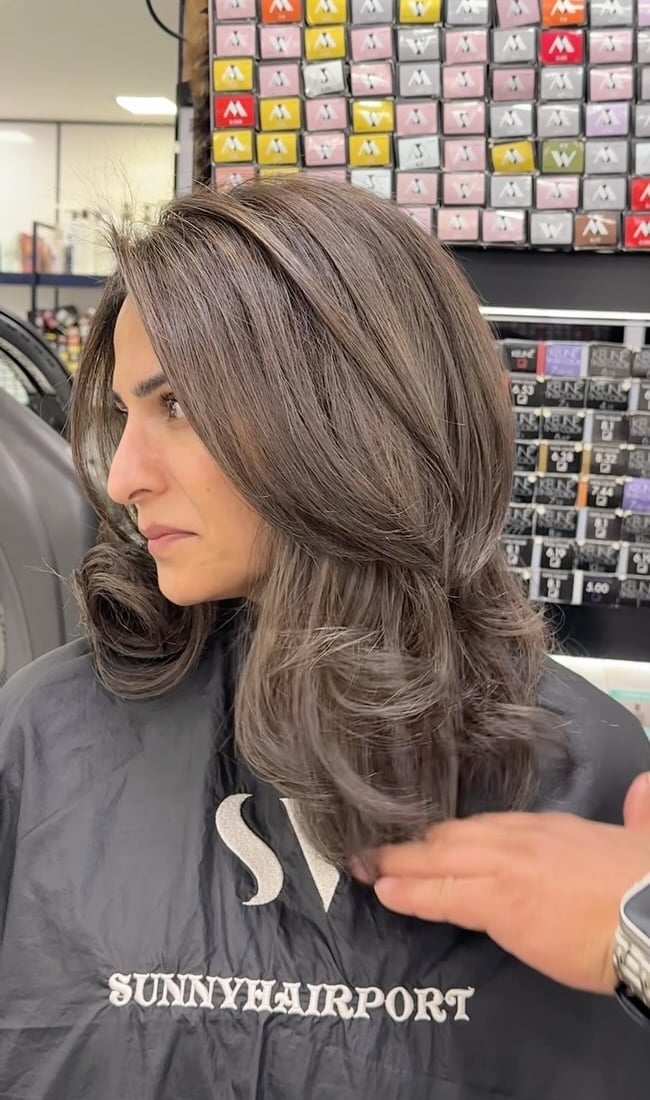 Collarbone Layered Lob Ash Tones — Classy Mushroom Brown Hair