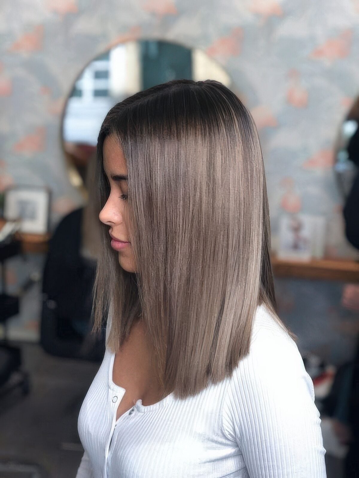 Long Mushroom Brown With Face-Framing Layers — Classy Mushroom Brown Hair