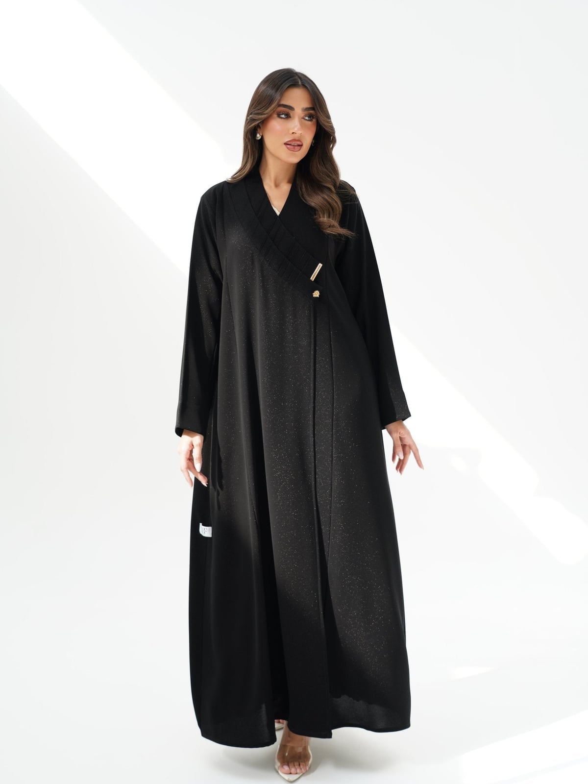 Black Abaya with Gold Sparkle and Buttons Black Abaya with Gold Sparkle and Buttons — Classy Muslim Outfits