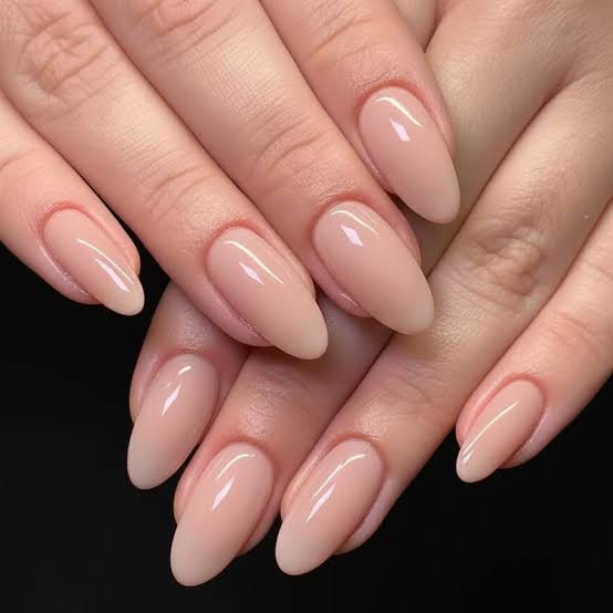 Short Almond Sheer Nude Glossy Nails Short Almond Sheer Nude Glossy Nails — Classy Nail Extensions